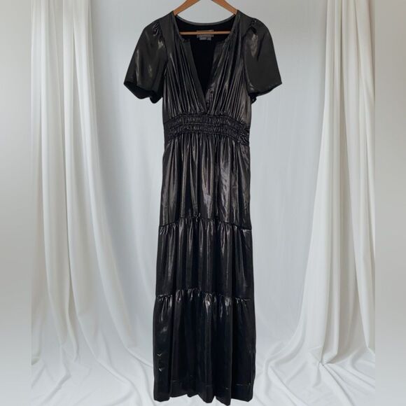 ANTHROPOLOGY Dress Somerset Maxi Shine Edition Metallic Black Size S - Picture 7 of 14